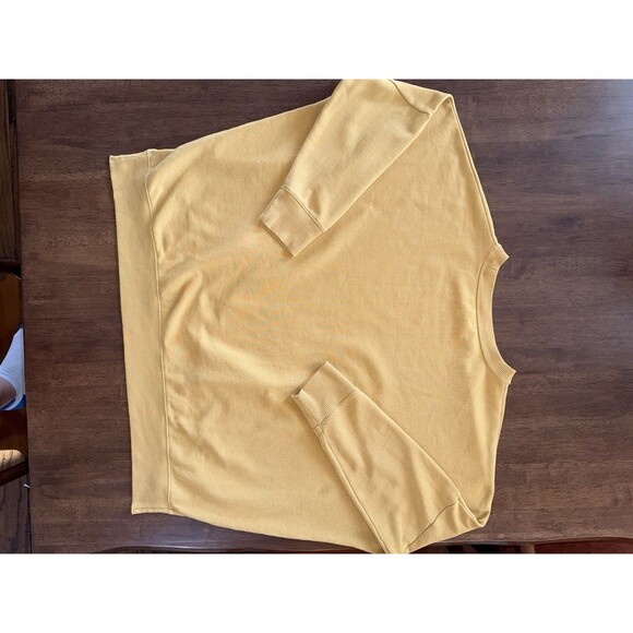 Aerie Oversized Crewneck Sweatshirt Wildflower Graphic Mustard Yellow Pullover L - Picture 4 of 9